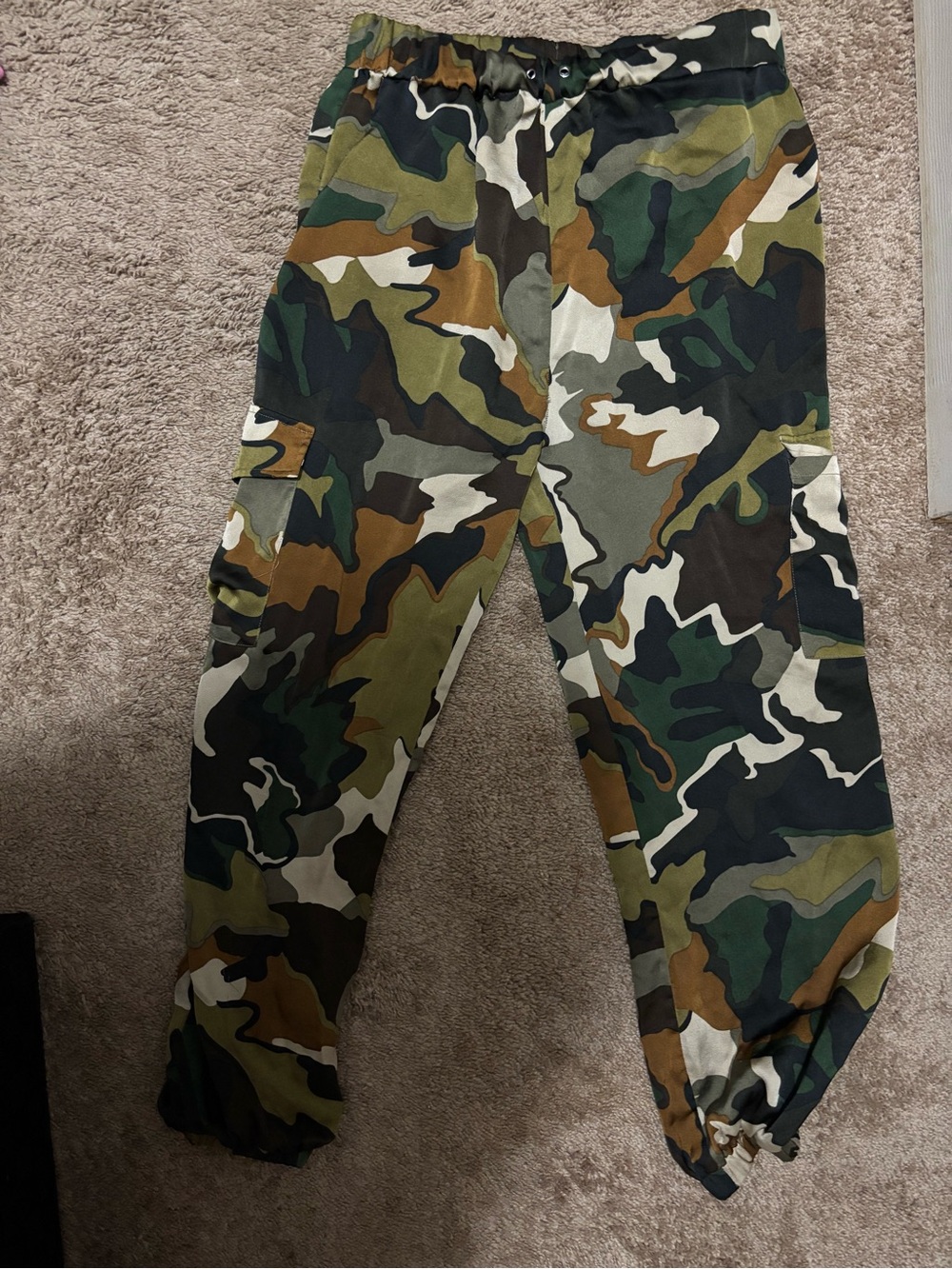 Women Cargo Pants - Green Camo
